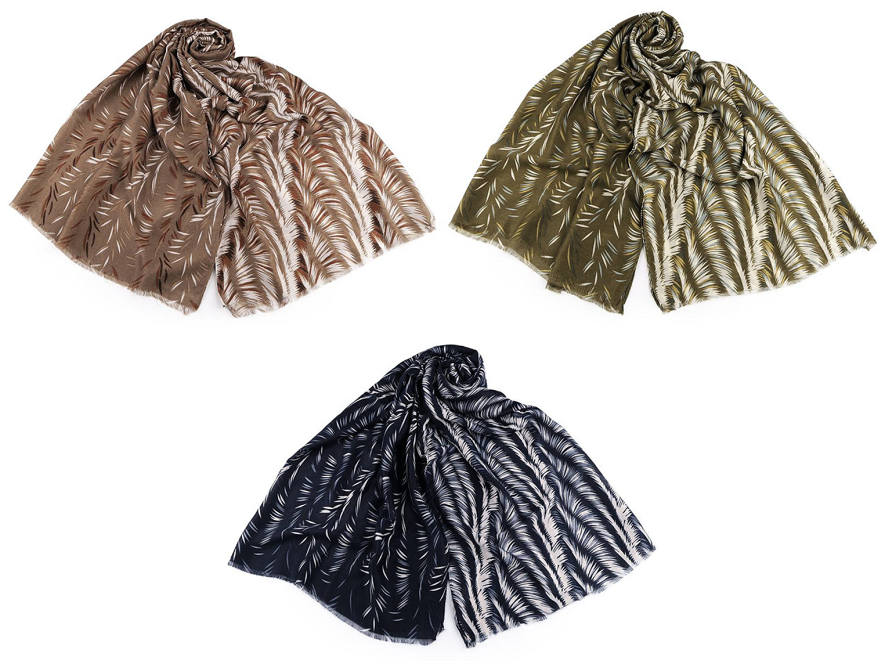 Eșarfă / șal frunze 85x180 cm - Albastru închis (1 Bucată)