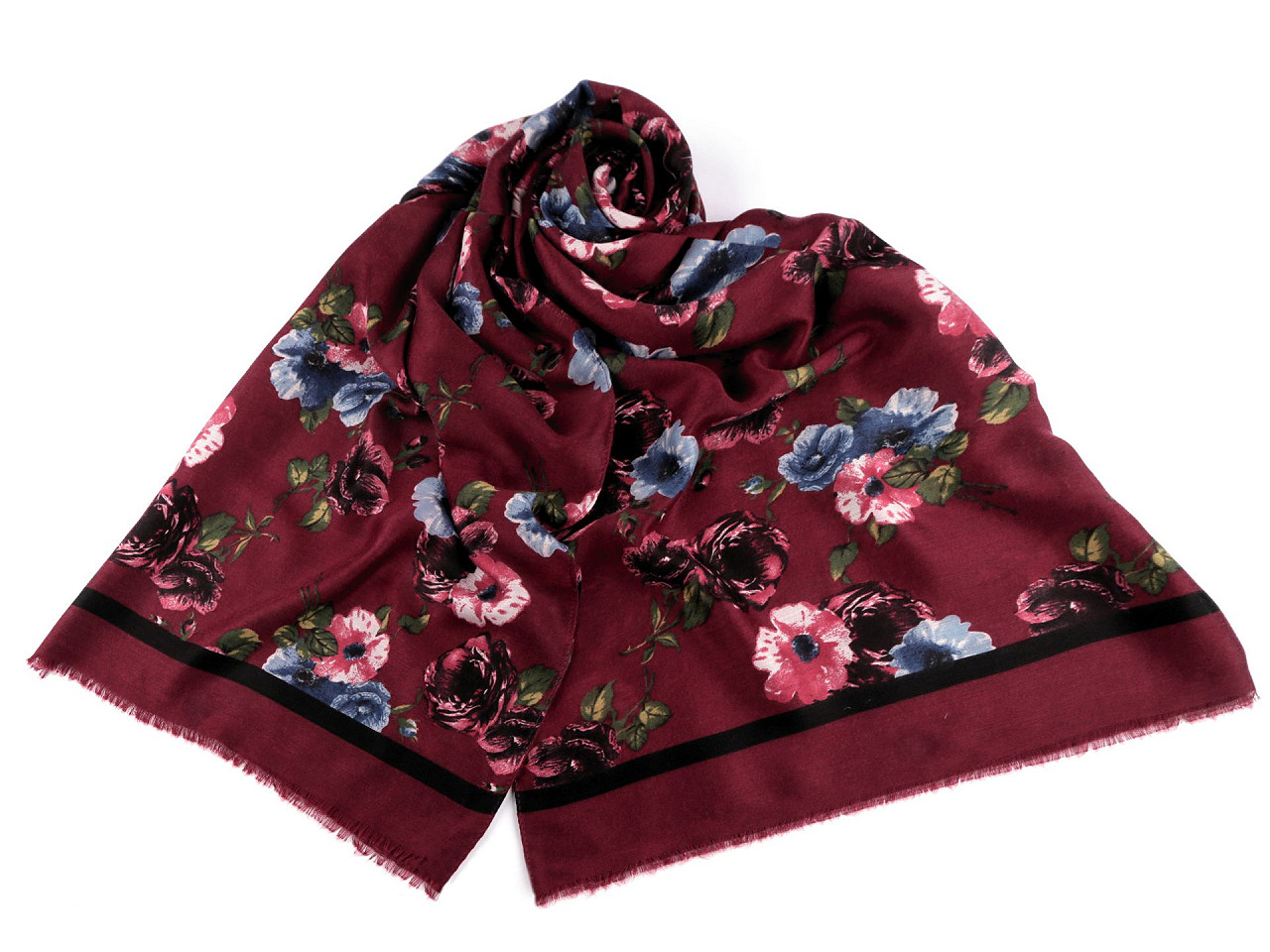 Eșarfă / șal flori 90x180 cm - Bordo (1 Bucată)