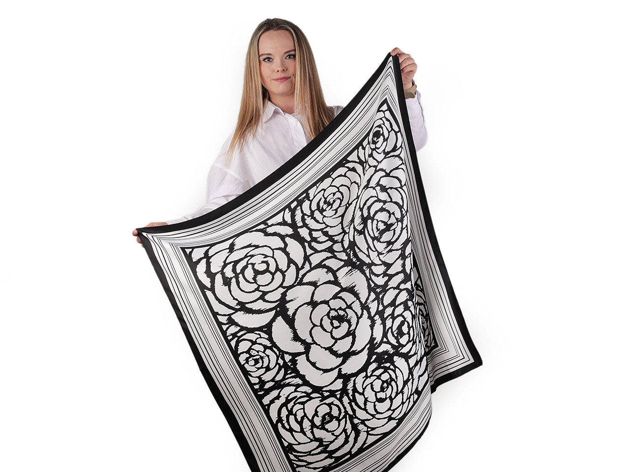 Eșarfă din satin 90x90 cm - Alb (1 Bucată)