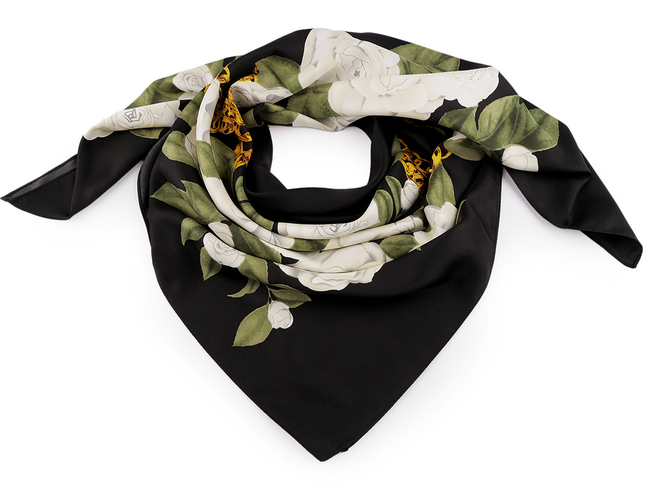 Eșarfă din satin 90x90 cm - Negru (1 Bucată)