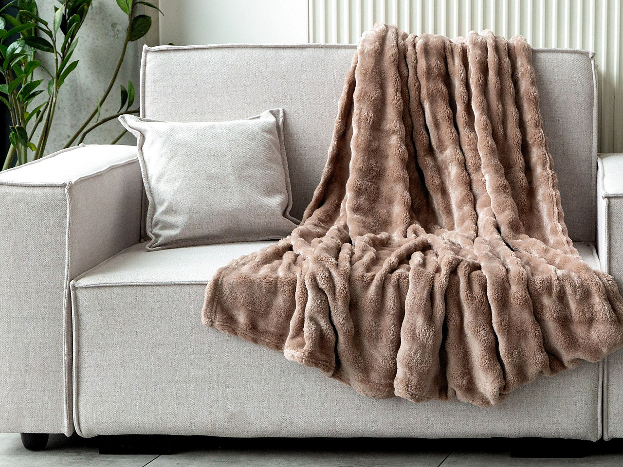 Pătură din fleece bubble 150x200 cm - Bej deschis (1 Bucată)