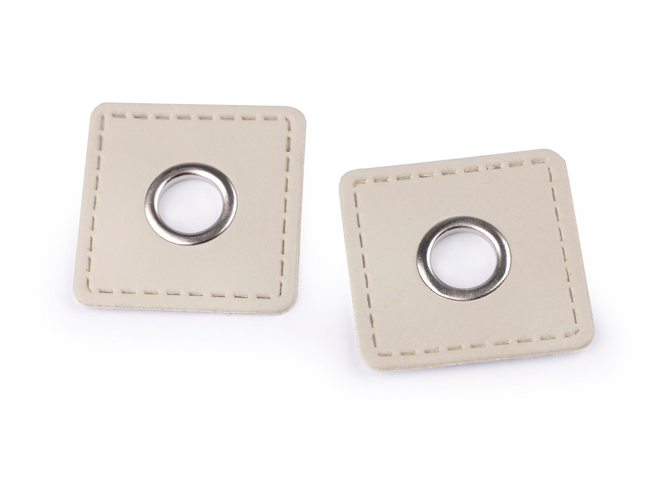 Ocheți cu patrat din piele sintetica pentru cusut, de 10 mm - Argintiu (20 Bucăți)