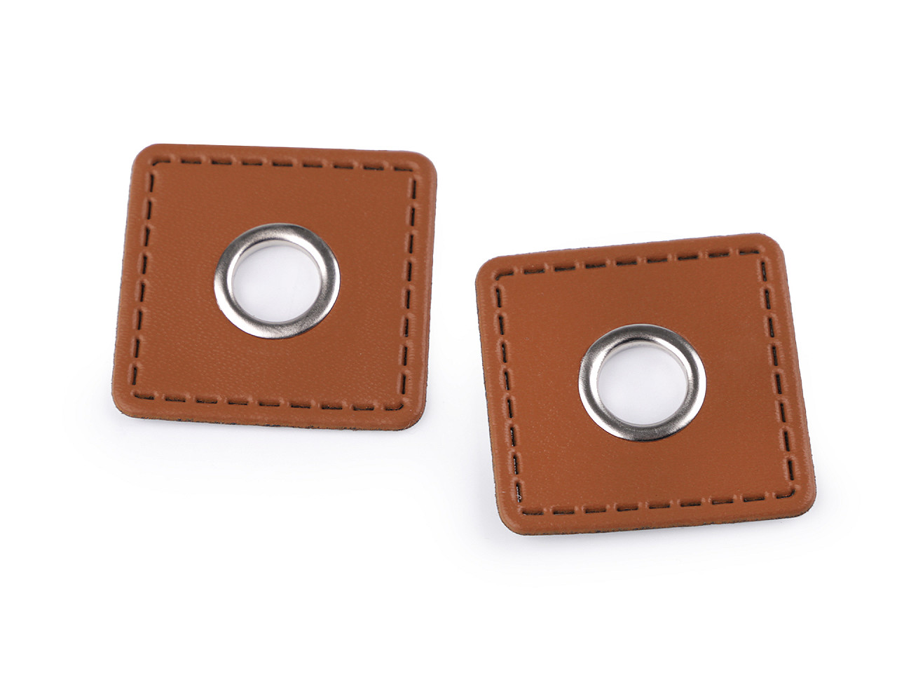 Ocheți cu patrat din piele sintetica pentru cusut, de 10 mm - Argintiu (20 Bucăți)