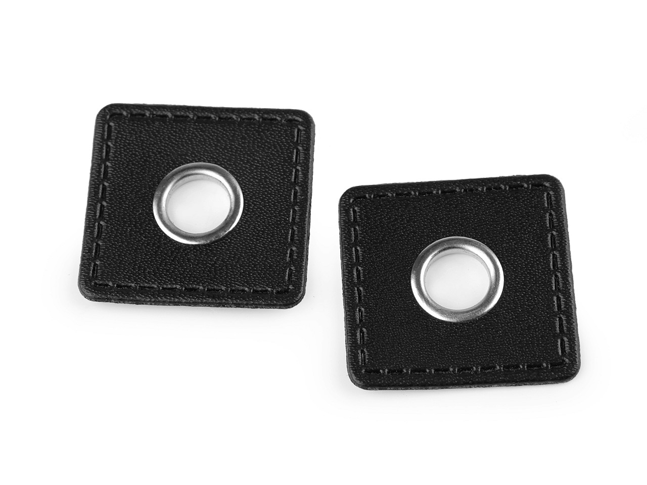 Ocheți cu patrat din piele sintetica pentru cusut, de 10 mm - Argintiu (20 Bucăți)