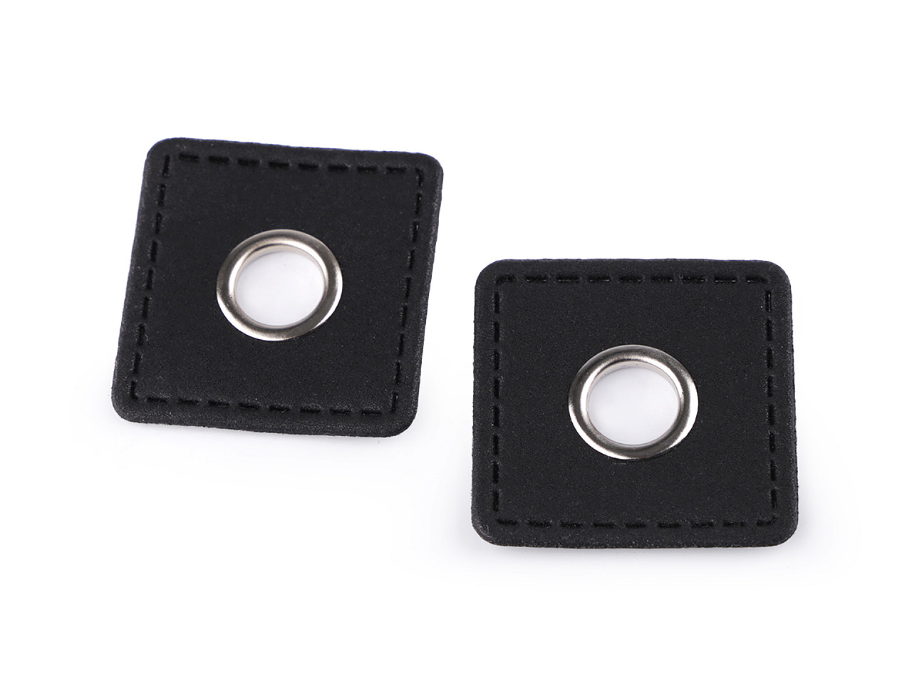 Ocheți cu patrat din piele sintetica pentru cusut, de 10 mm - Argintiu (20 Bucăți)