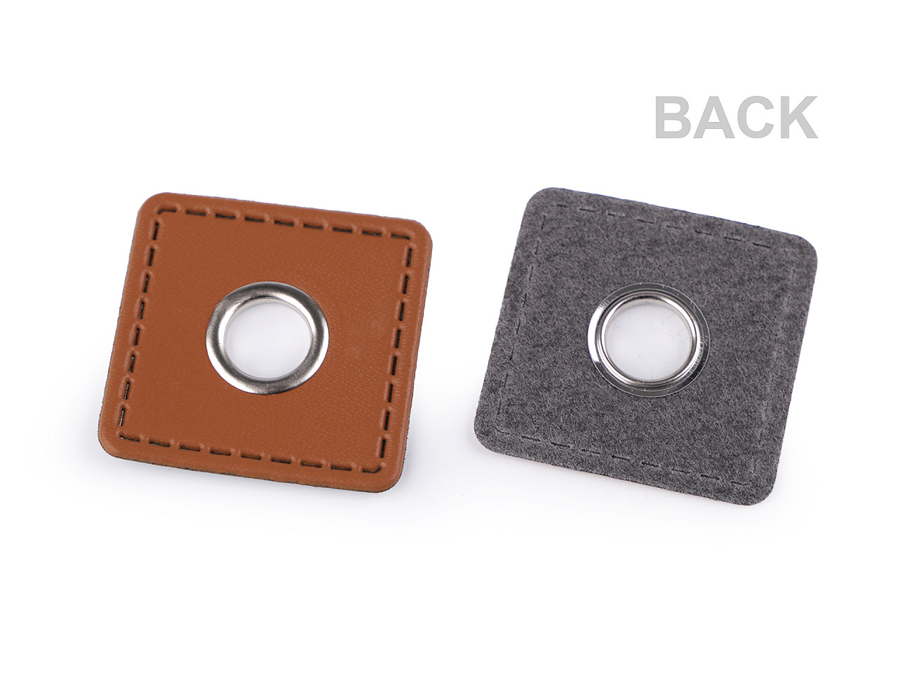 Ocheți cu patrat din piele sintetica pentru cusut, de 10 mm - Argintiu (20 Bucăți)