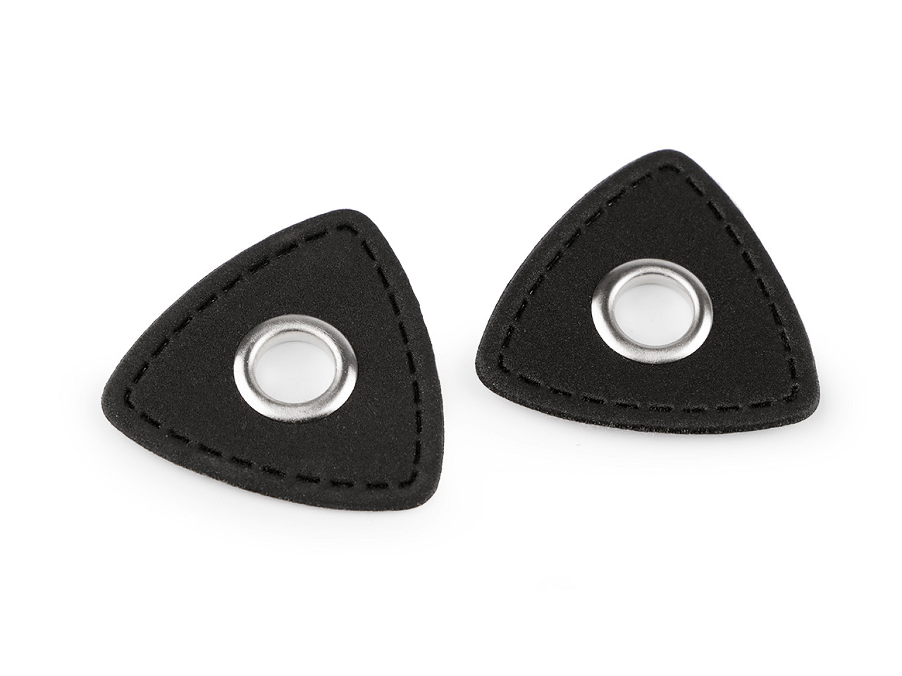 Ocheți cu triunghi din piele sintetica pentru cusut, 8 mm - Maro coniac (4 Bucăți)