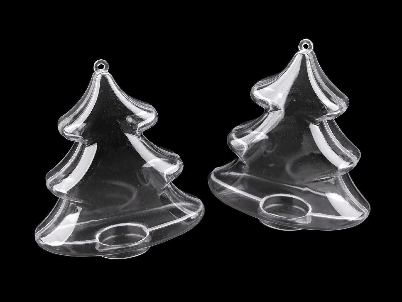 Cutie din plastic din două piese - clopot, copac, picătură, stea - Transparent (2 Bucăți)