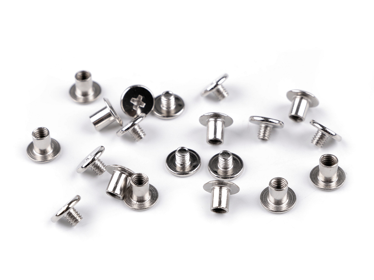 Butoni cu șurub pentru pielarie,  ø10 mm - Nichel deschis (10 Perechi)