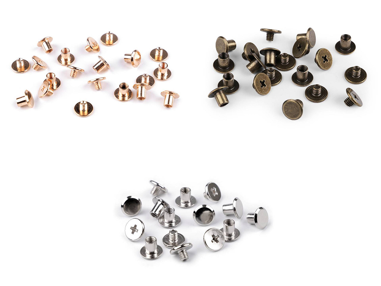 Butoni cu șurub pentru pielarie,  ø10 mm - Nichel deschis (10 Perechi)