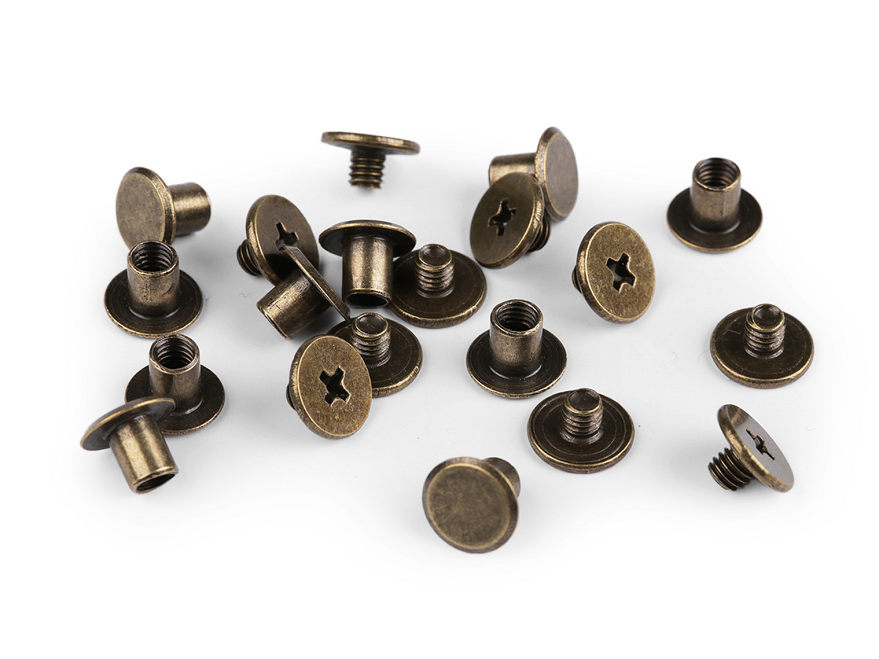 Butoni cu șurub pentru pielarie,  ø10 mm - Nichel deschis (10 Perechi)