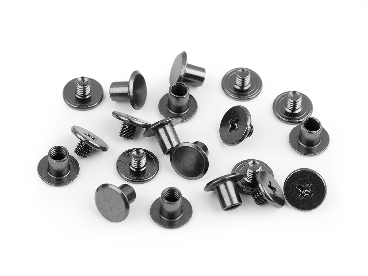 Butoni cu șurub pentru pielarie,  ø10 mm - Nichel deschis (10 Perechi)