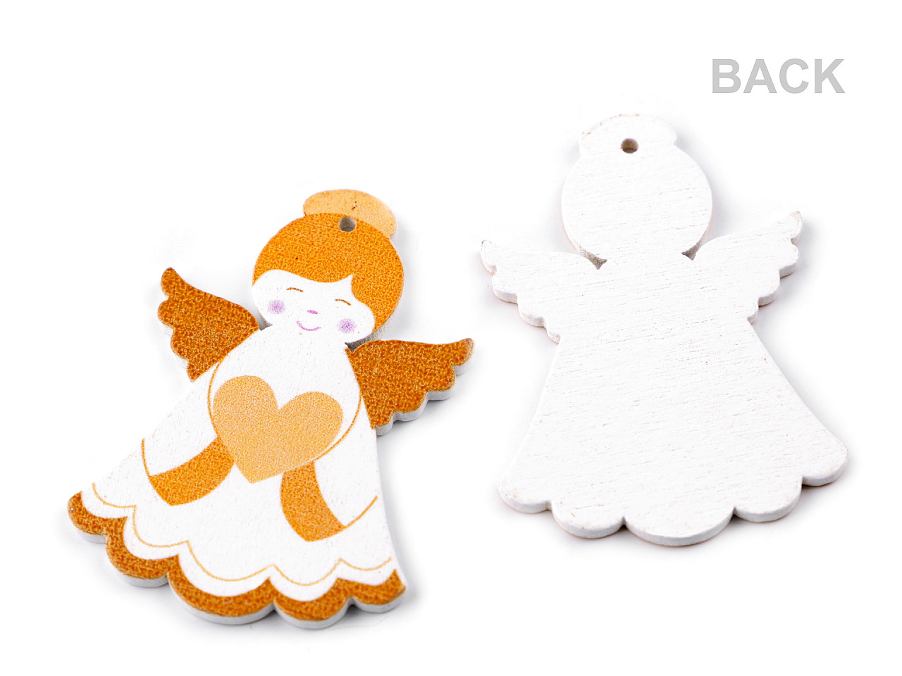 Decorațiune înger de lemn - Alb (4 Bucăți)