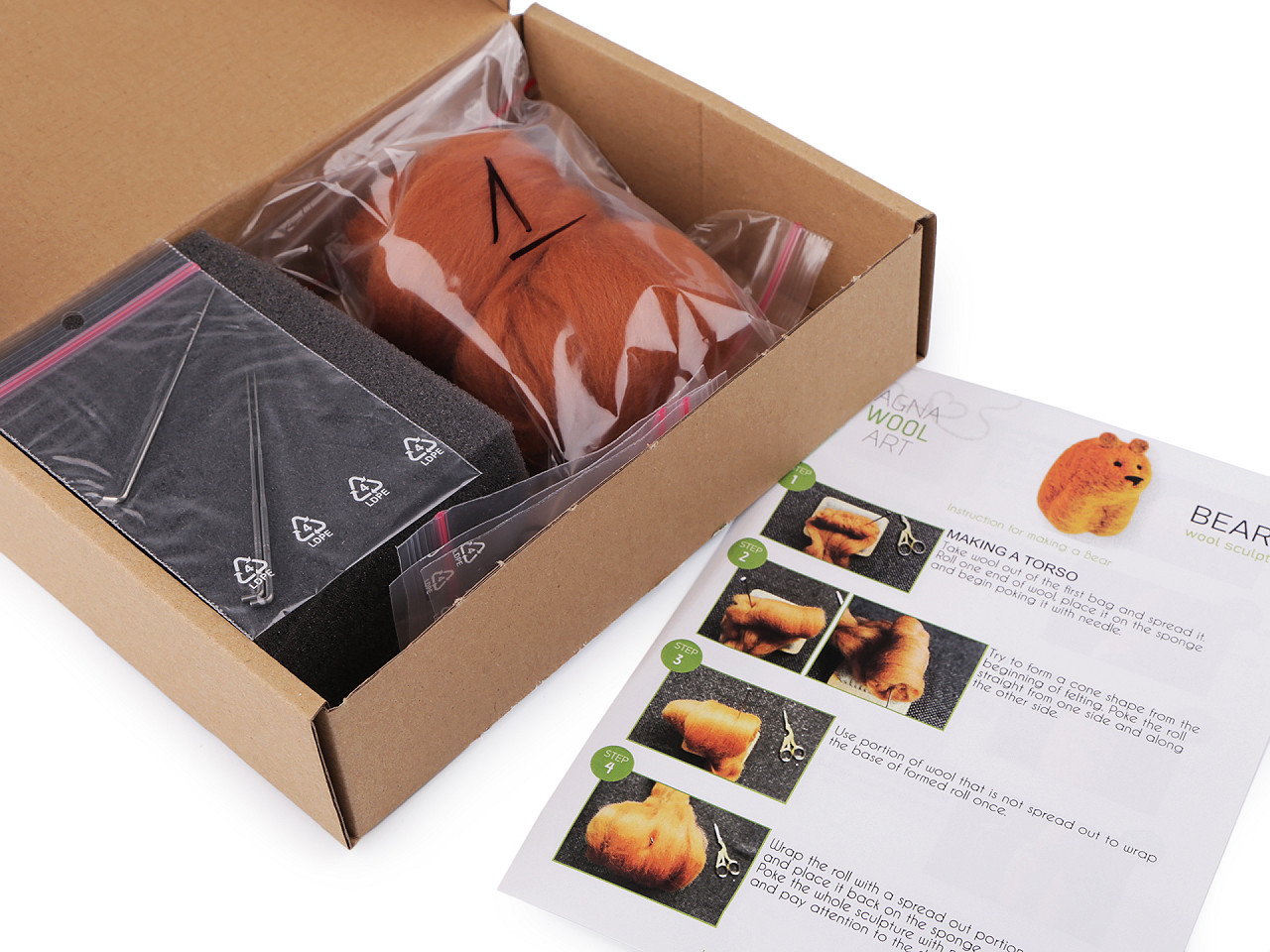 Set creativ animale din fetru - Bej (1 Cutie)