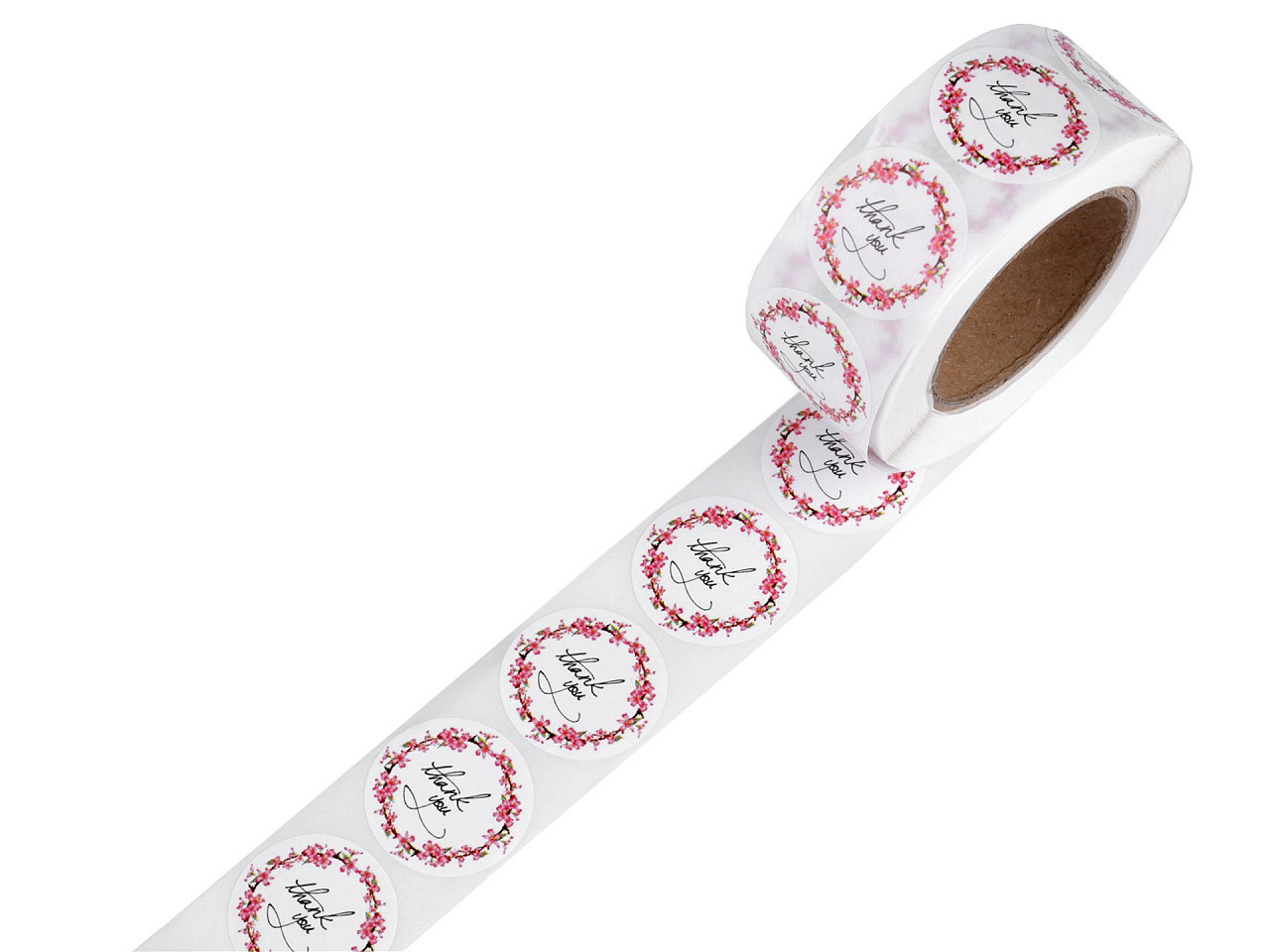 Autocolante din hârtie handmade with love, thank you ø25 mm - Maro natural (1 Rolă)