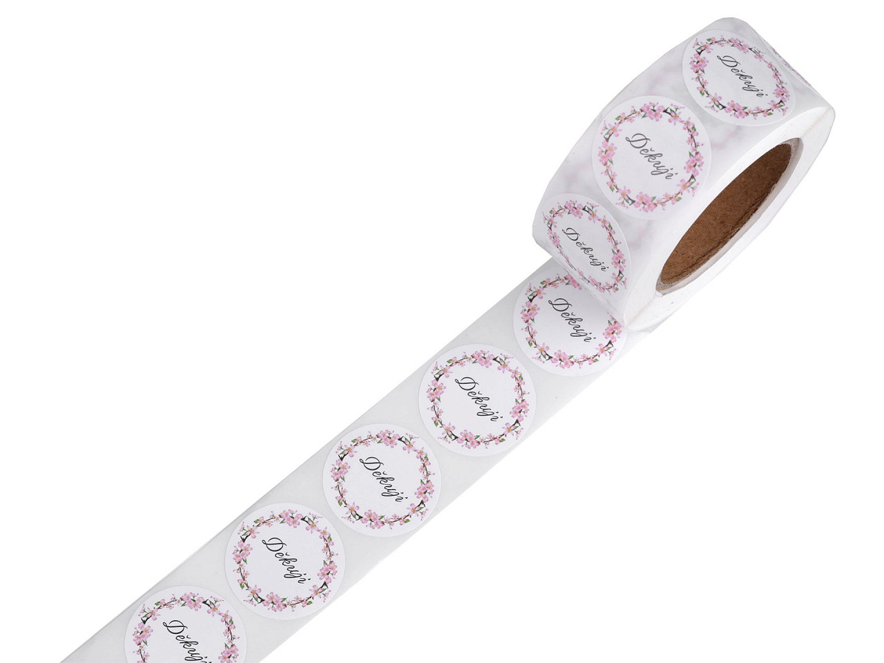 Autocolante din hârtie handmade with love, thank you ø25 mm - Maro natural (1 Rolă)