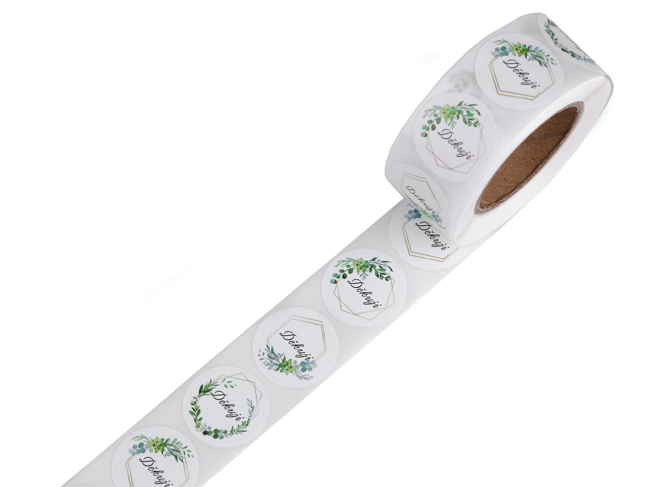 Autocolante din hârtie handmade with love, thank you ø25 mm - Maro natural (1 Rolă)