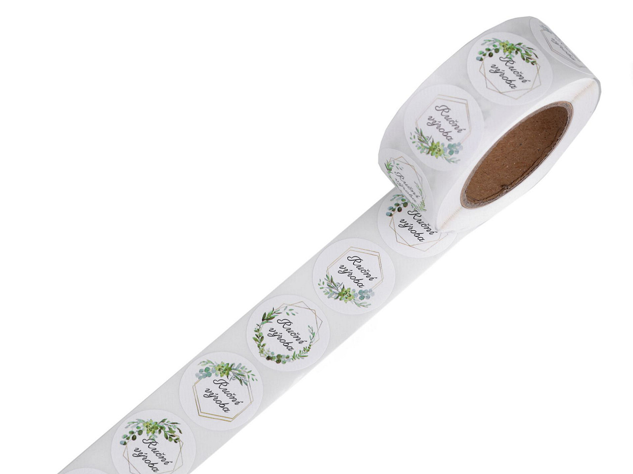 Autocolante din hârtie handmade with love, thank you ø25 mm - Maro natural (1 Rolă)