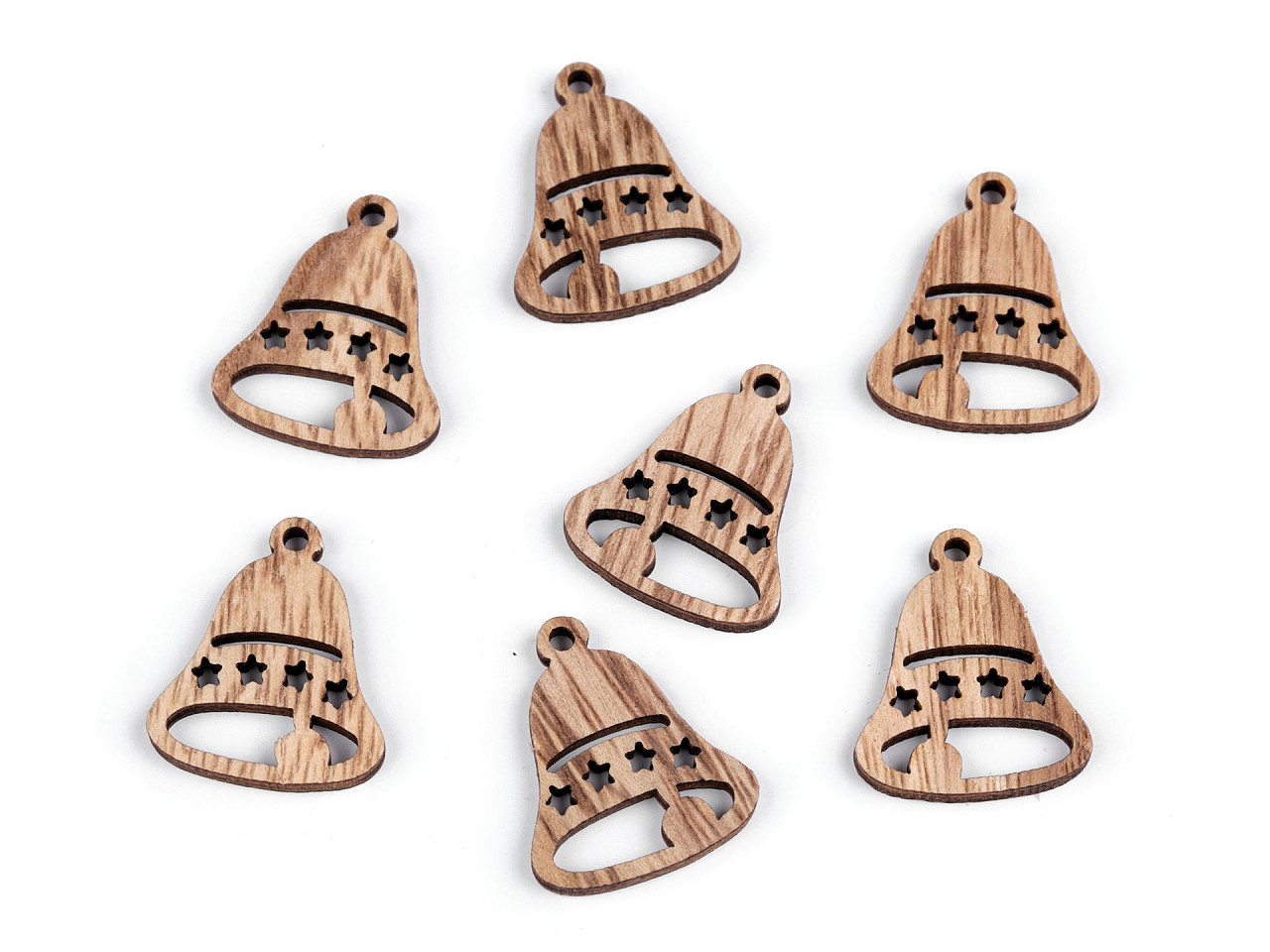 Decoratiuni din lemn , stea, clopot - Maro natural (10 Bucăți)