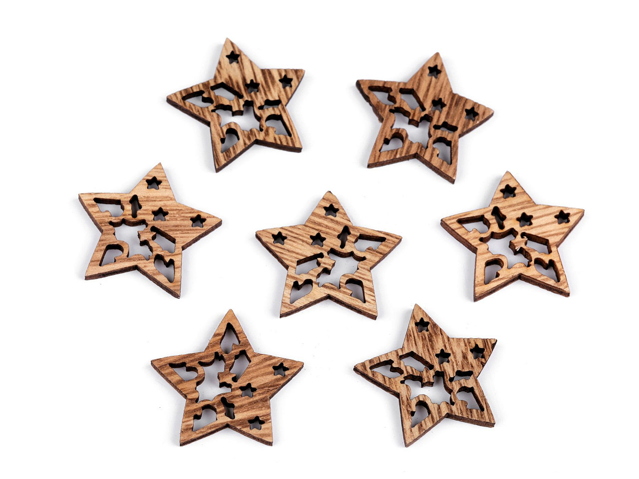 Decoratiuni din lemn , stea, clopot - Maro natural (10 Bucăți)
