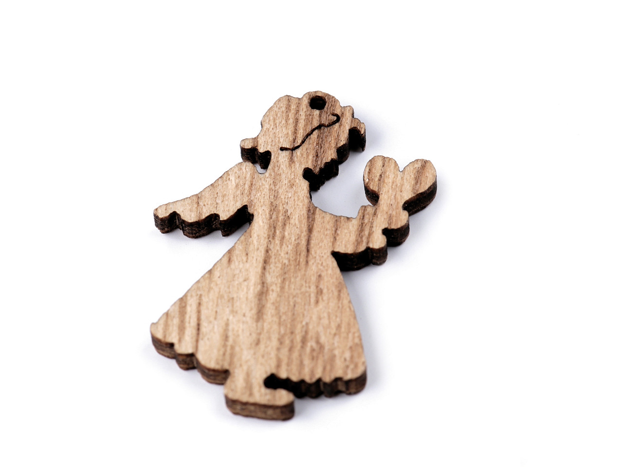 Decorațiune înger de lemn - Maro natural (10 Bucăți)