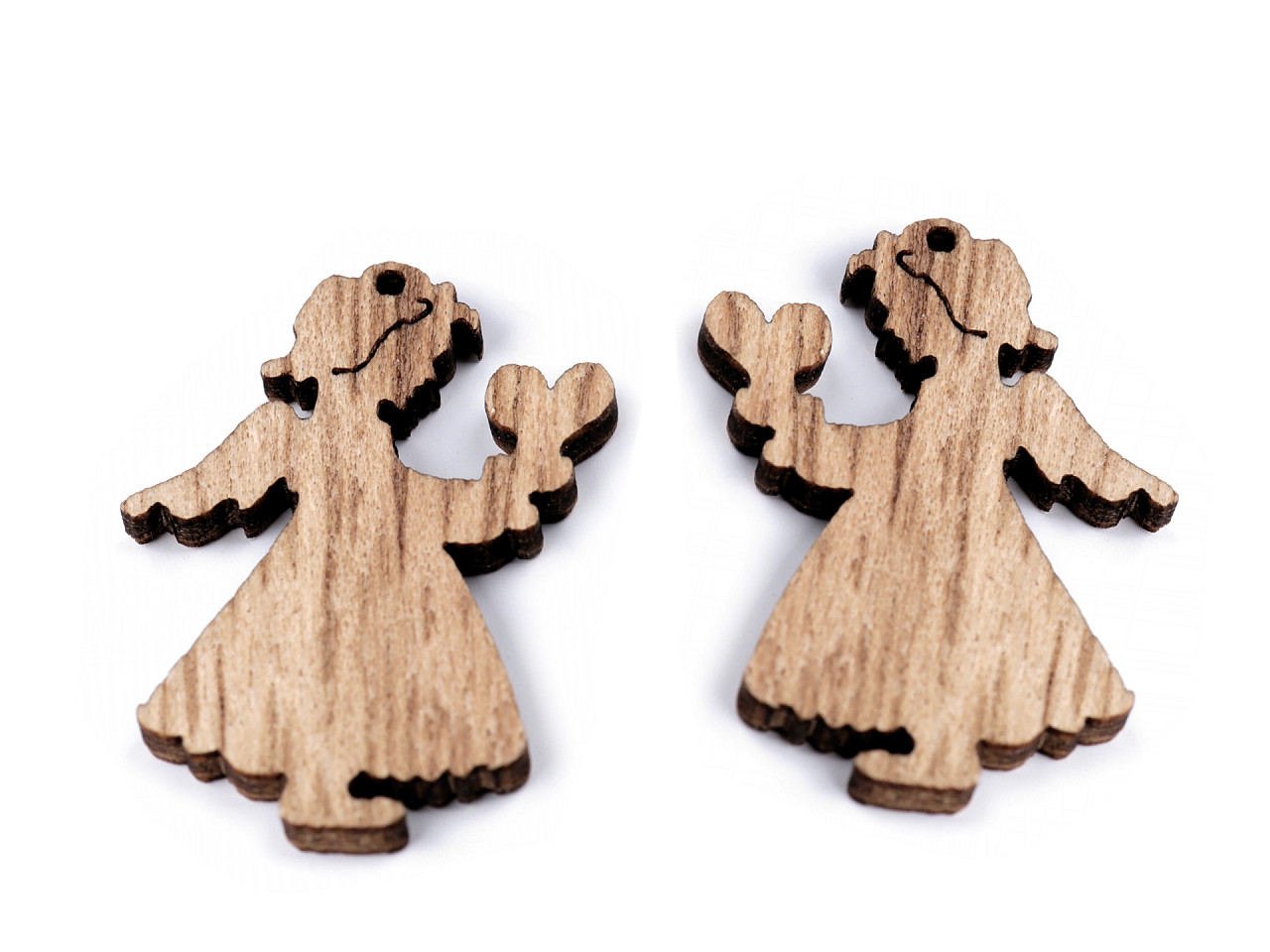 Decorațiune înger de lemn - Maro natural (10 Bucăți)