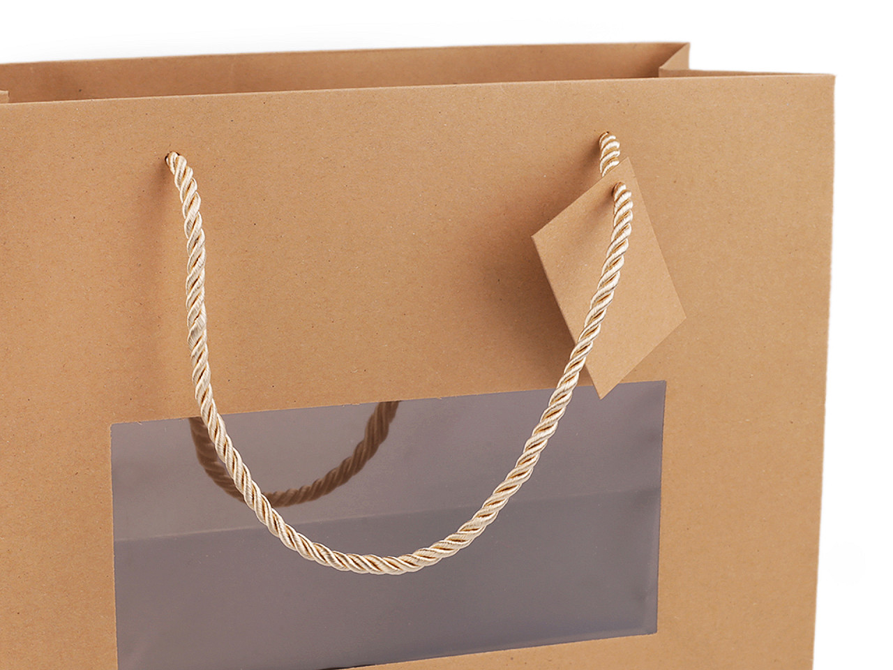 Pungă de hârtie natural cu fereastră - Maro natural (10 Bucăți)