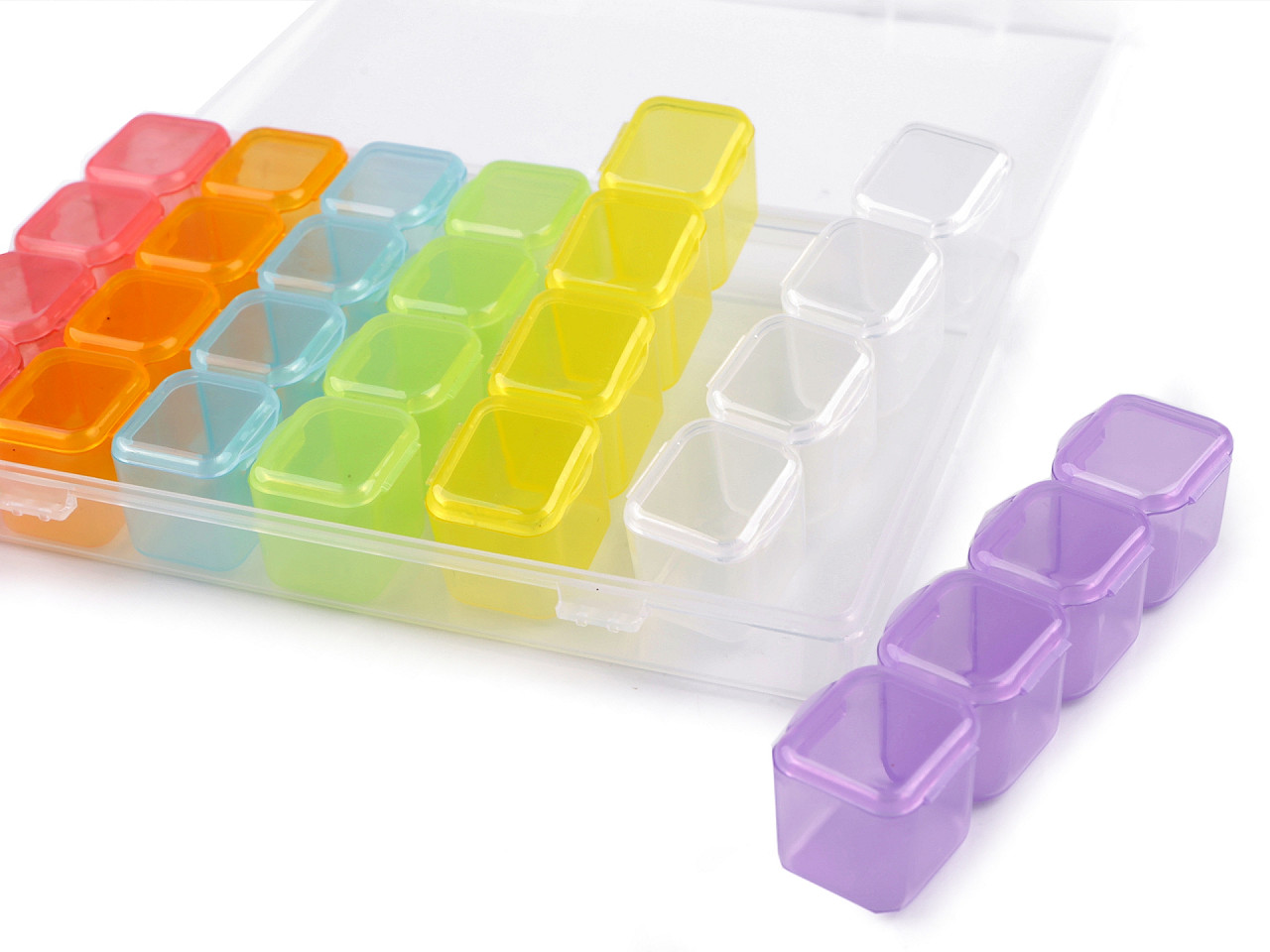 Cutie din plastic / organizator 28 cutiuțe - Multicolor (1 Bucată)