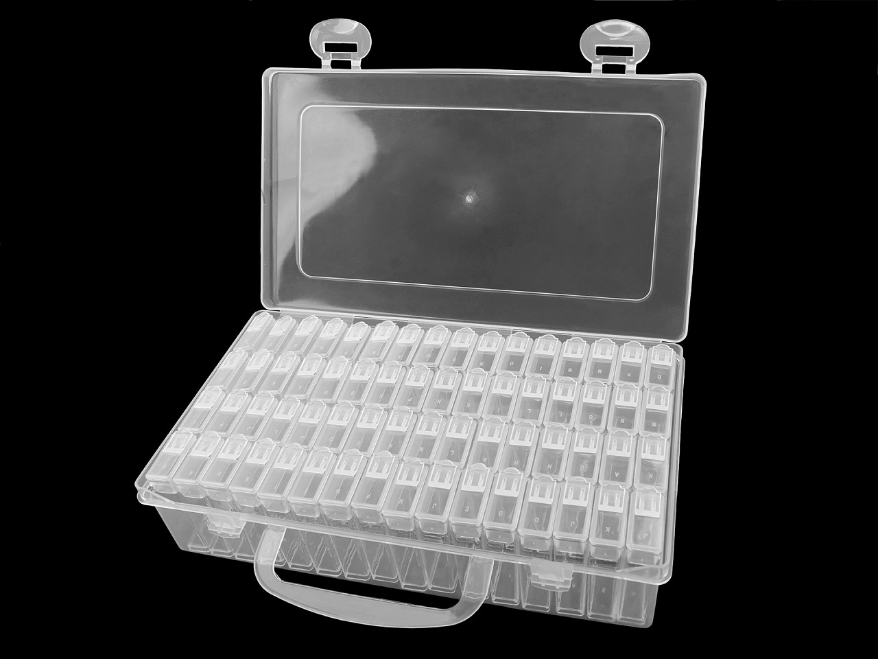 Cutie / organizator cu 64 de cutii - Transparent (1 Bucată)
