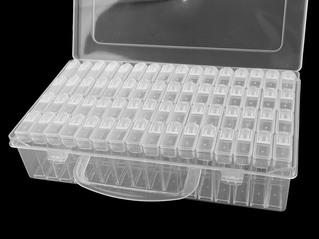Cutie / organizator cu 64 de cutii - Transparent (1 Bucată)