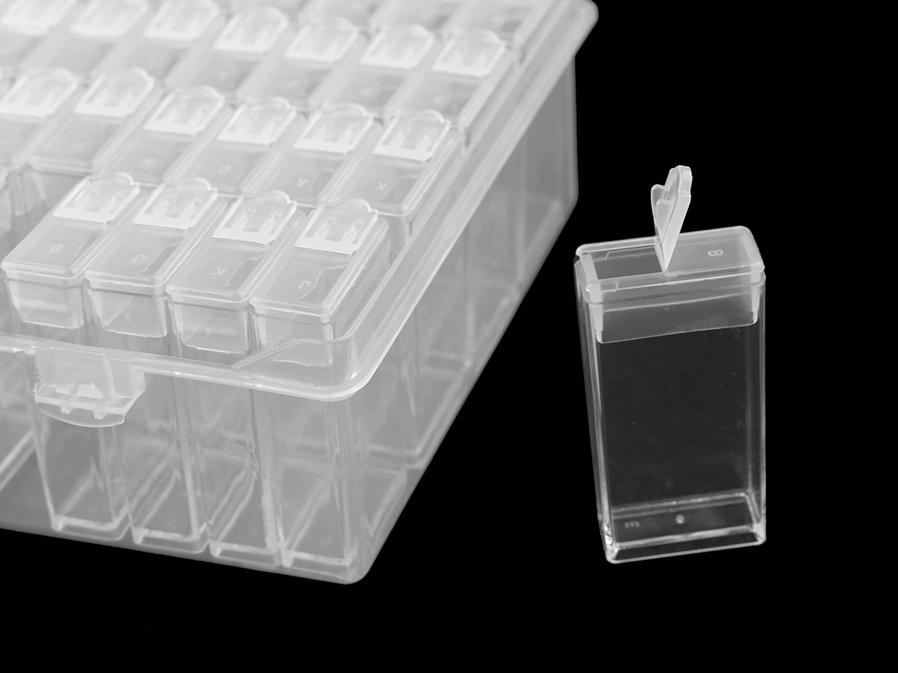 Cutie / organizator cu 64 de cutii - Transparent (1 Bucată)