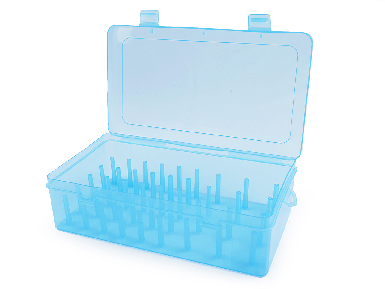 Cutie de plastic pentru 42 de papiote de ata - Albastru delta (1 Bucată)