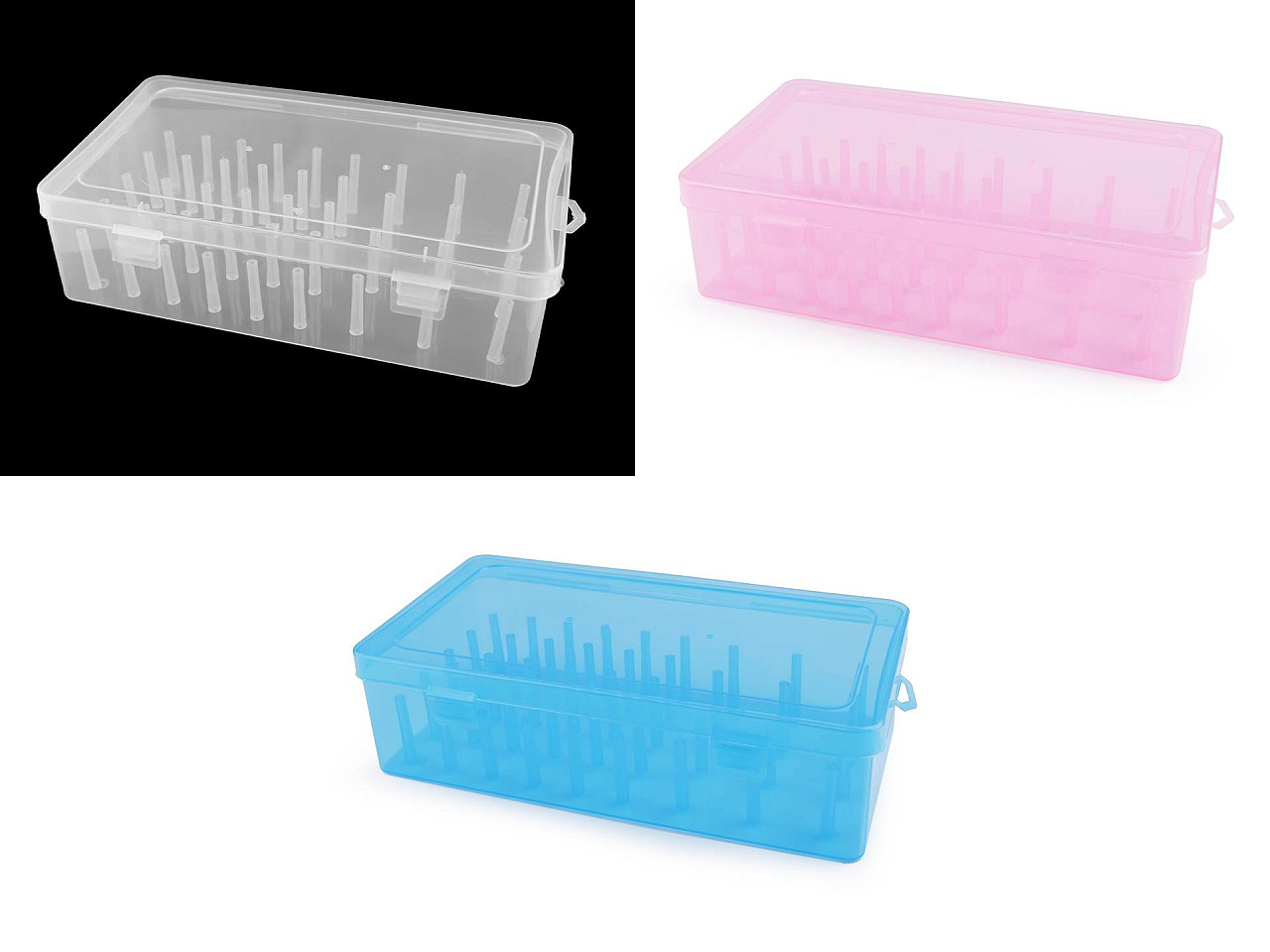 Cutie de plastic pentru 42 de papiote de ata - Albastru delta (1 Bucată)