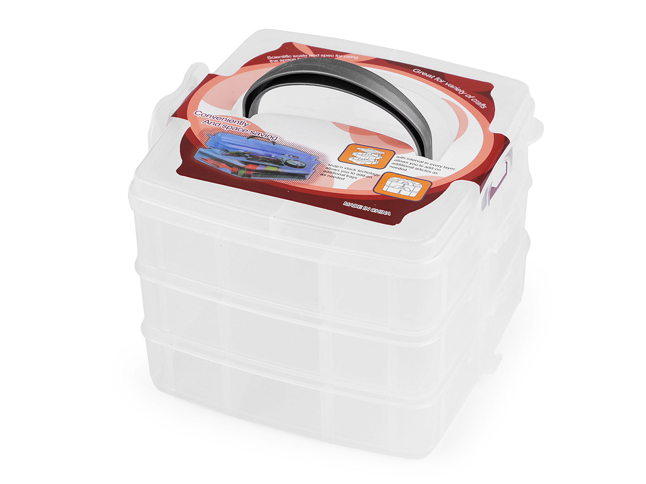 Cutie depozitare / organizare, 3 nivele - Transparent (1 Bucată)