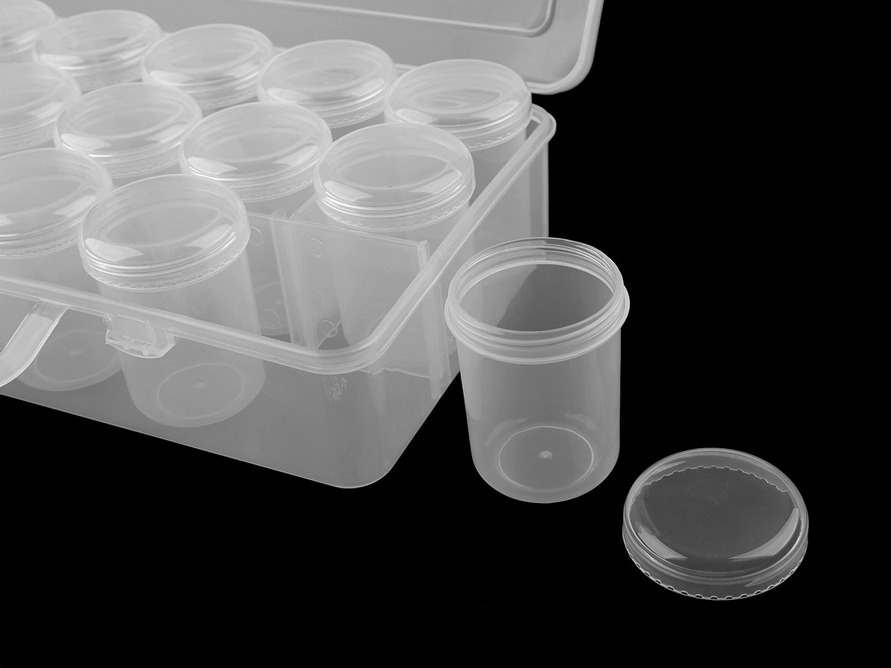 Cutie / organizator din plastic cu 18 cutii - Transparent (1 Bucată)