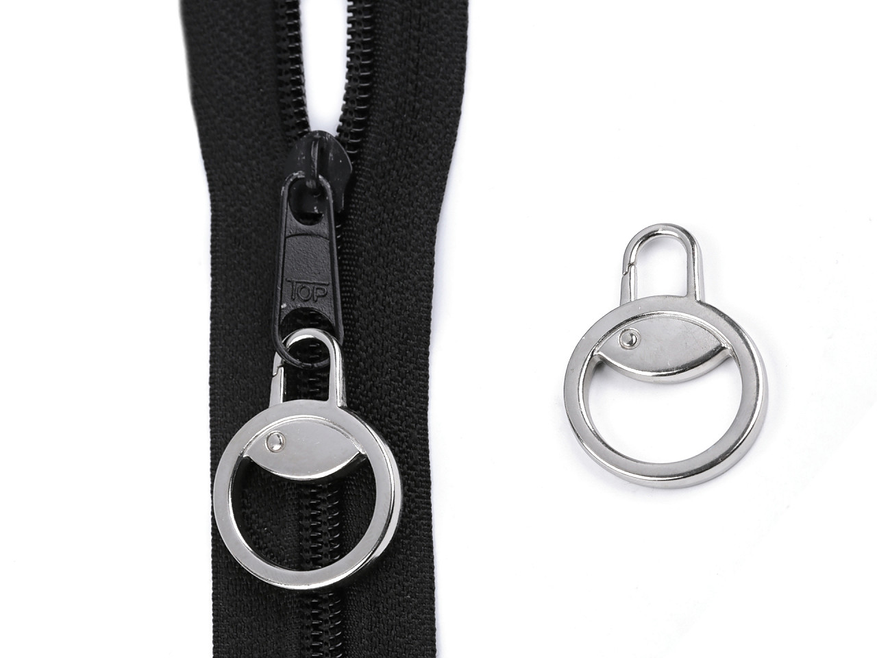 Carabiniă metalică, tragator fermoar 12 mm - Nichel (5 Bucăți) Carabiniă metalică, tragator fermoar 12 mm - Nichel (5 Bucăți)
