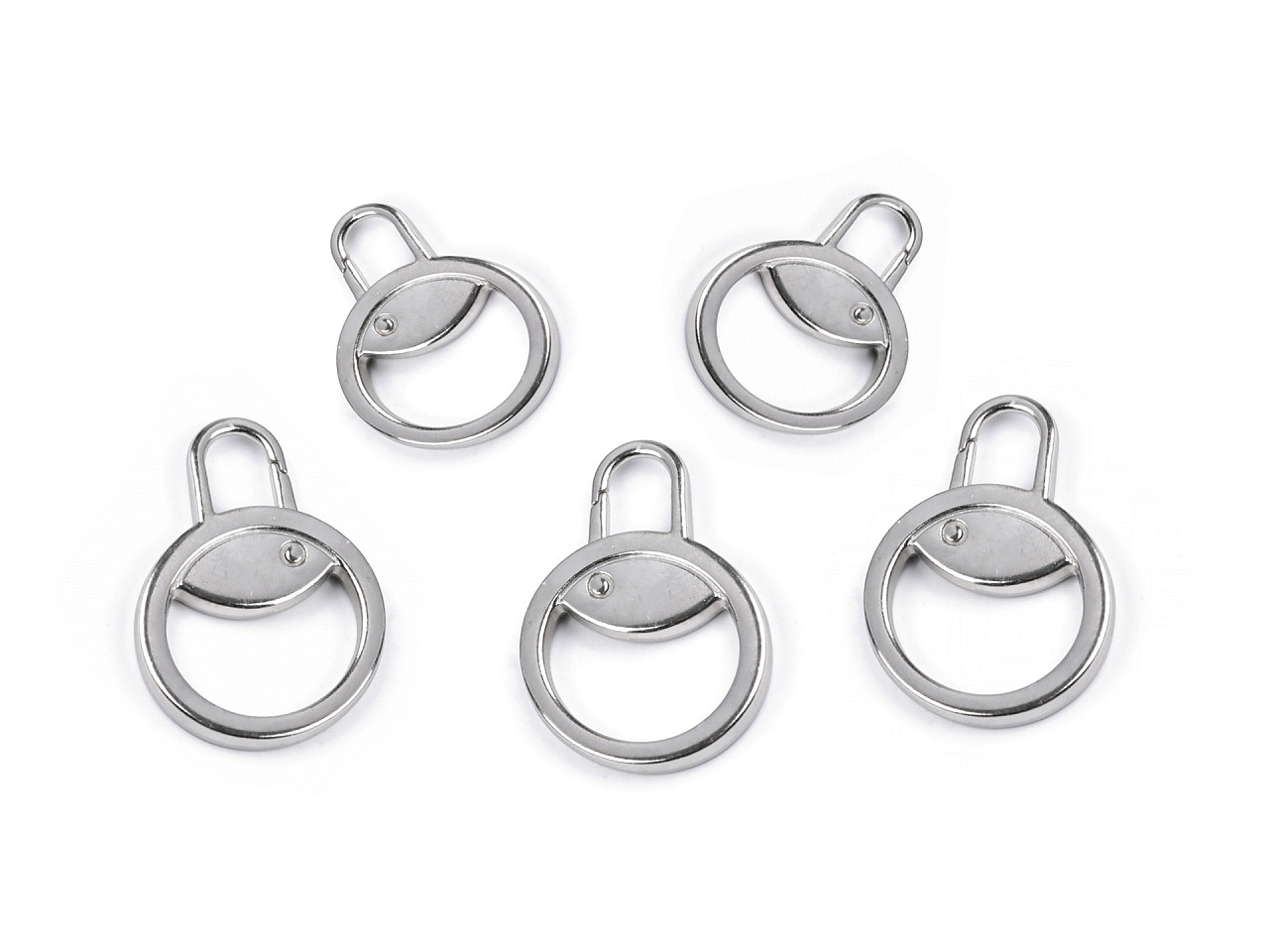 Carabiniă metalică, tragator fermoar 12 mm - Nichel (5 Bucăți) Carabiniă metalică, tragator fermoar 12 mm - Nichel (5 Bucăți)