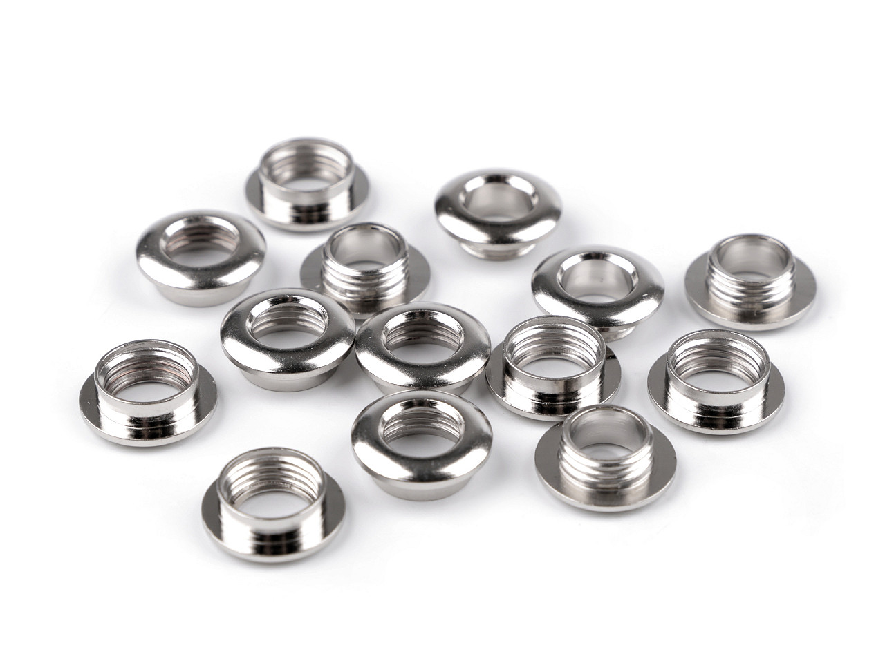 Ocheți cu filet  ø interior 8 mm / ø16 mm exterior - Nichel (10 Perechi)