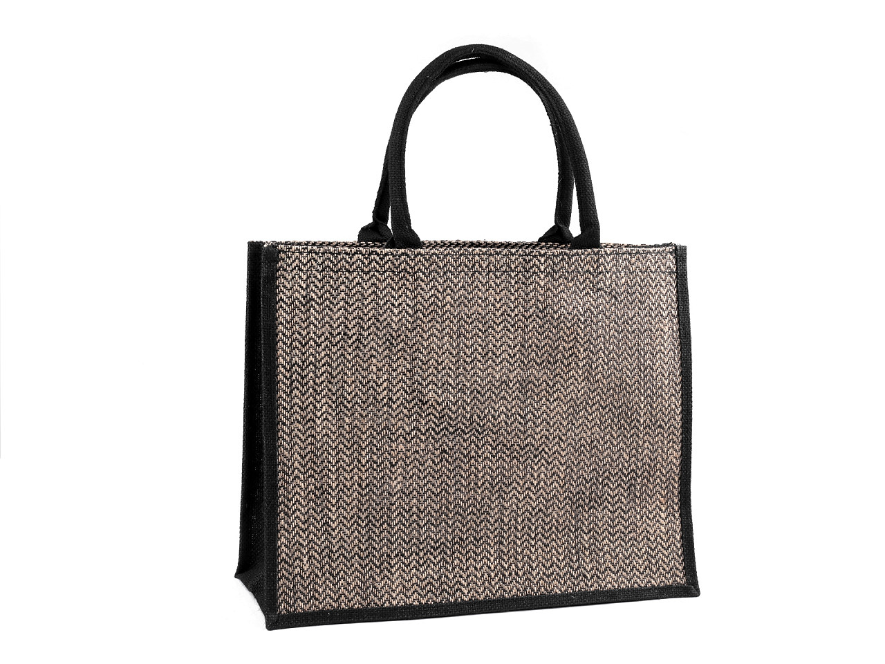 Geantă din iută cu model chevron 42x33 cm - Ecru natural (1 Bucată)