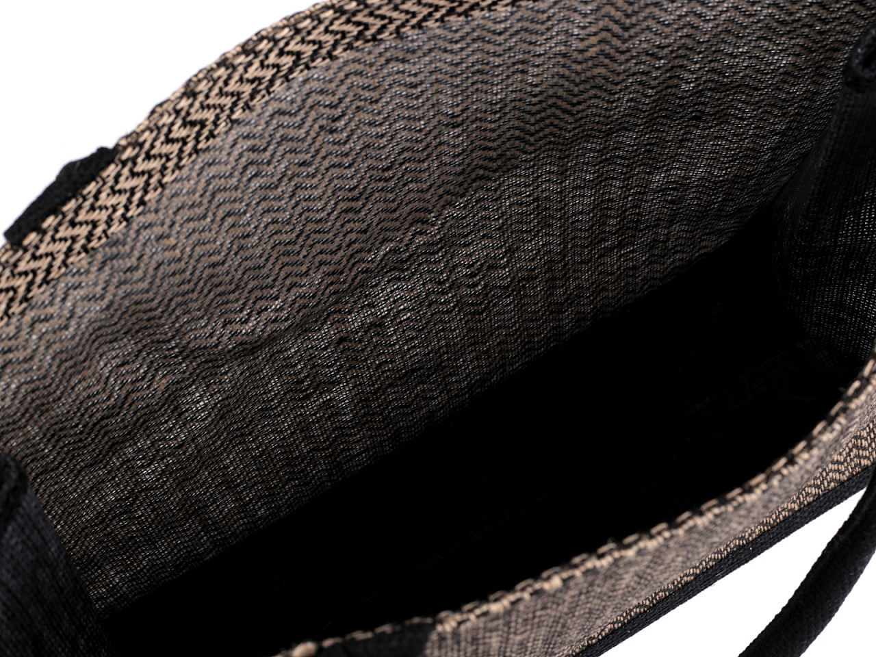 Geantă din iută cu model chevron 42x33 cm - Ecru natural (1 Bucată)