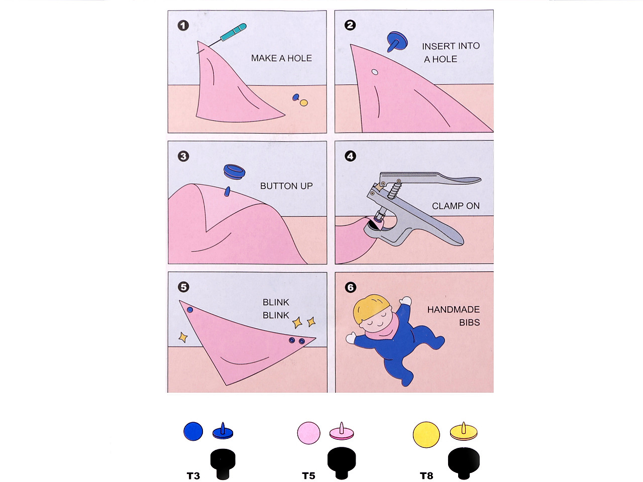 Presa manuala pentru capse - Roz deschis (1 Set)