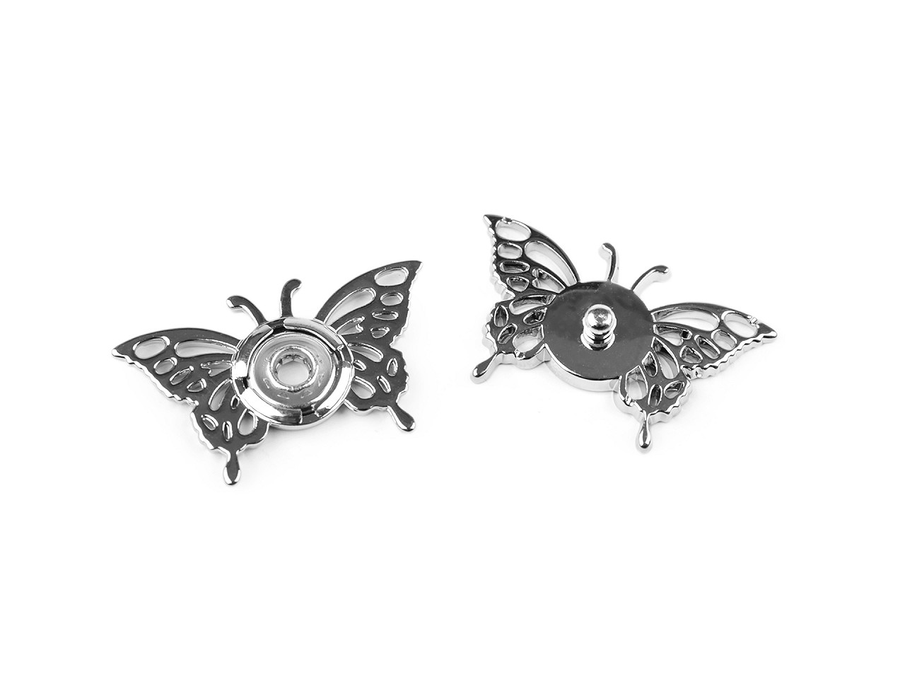 Capse decorative fluture - Nichel (5 Perechi)