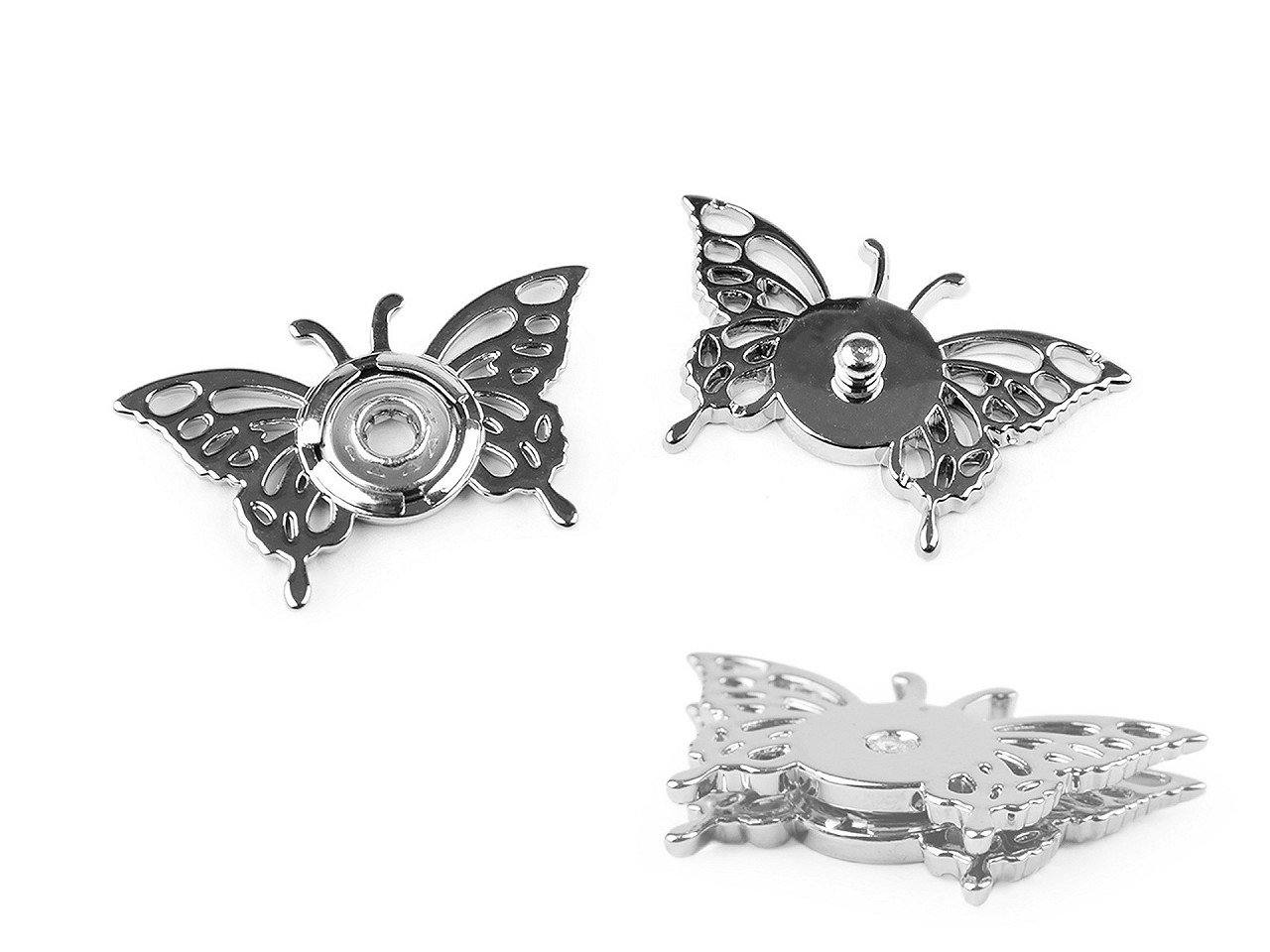 Capse decorative fluture - Nichel (5 Perechi)