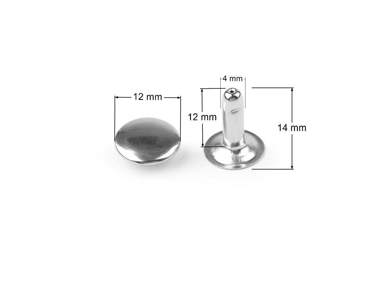 Capse / nituri ø12 mm - Nichel (200 Perechi)