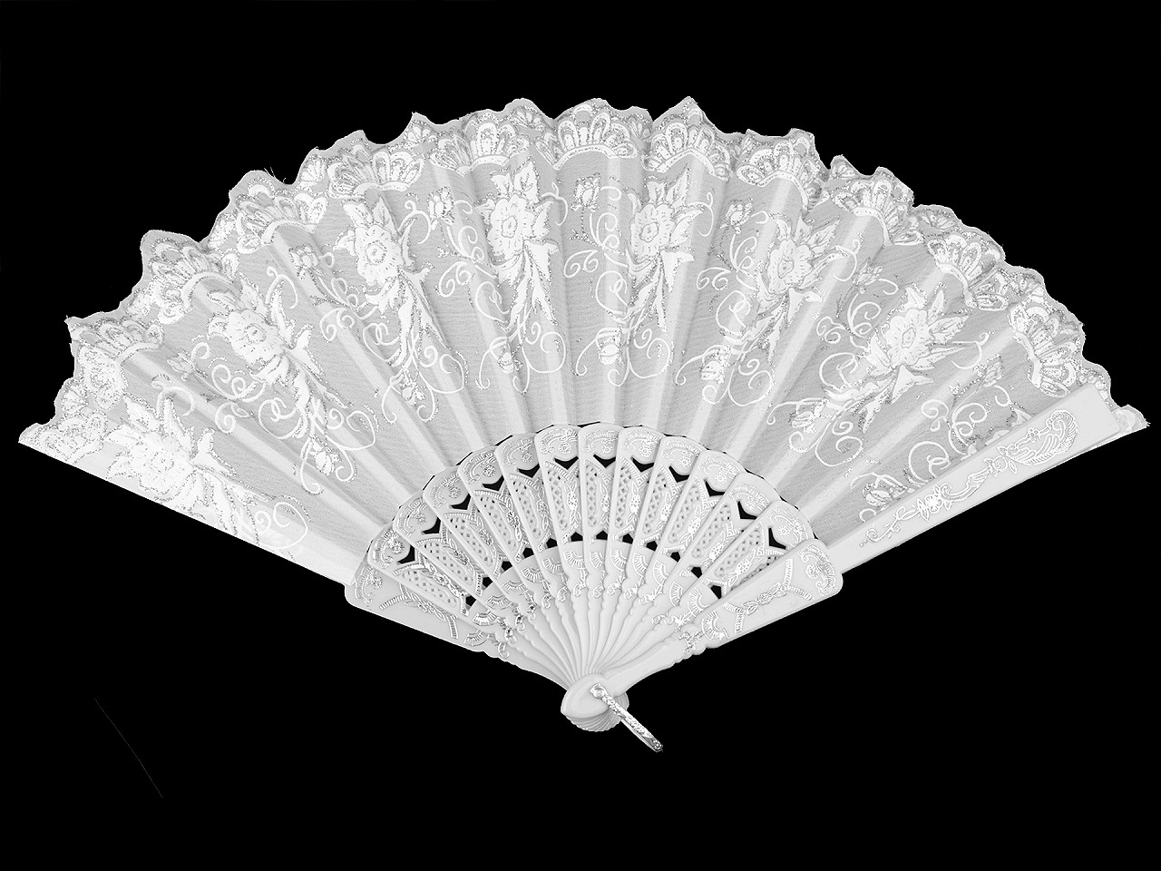 Evantai textil cu sclipici - Model aleatoriu (12 Bucăți)