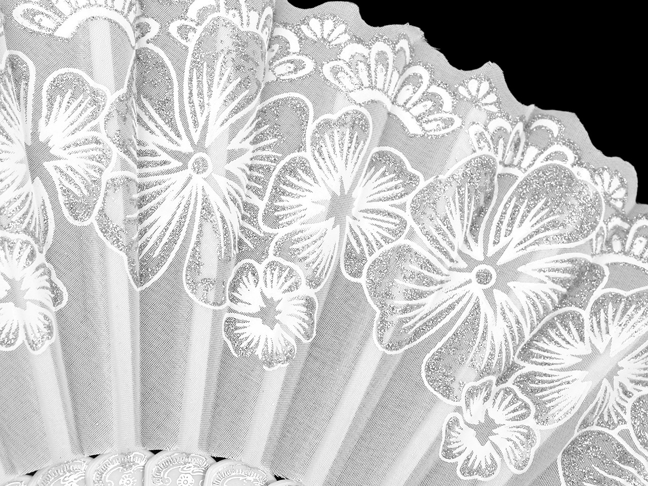 Evantai textil cu sclipici - Model aleatoriu (12 Bucăți)