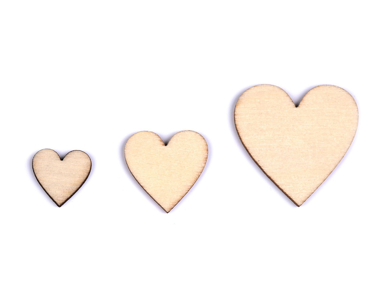 Decoratiune inimă din lemn mix de dimensiuni - Natur (1 Sac)