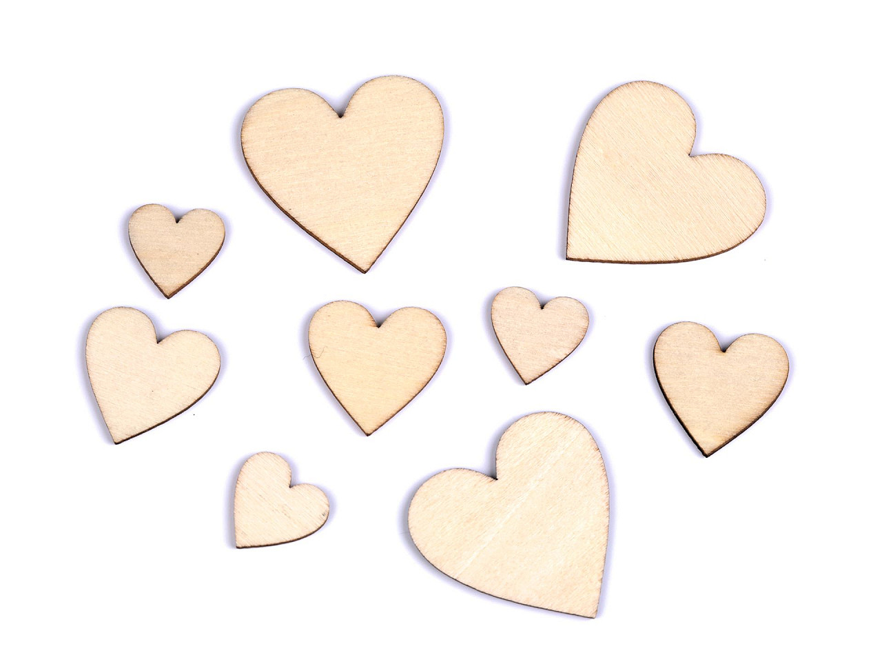 Decoratiune inimă din lemn mix de dimensiuni - Natur (1 Sac)