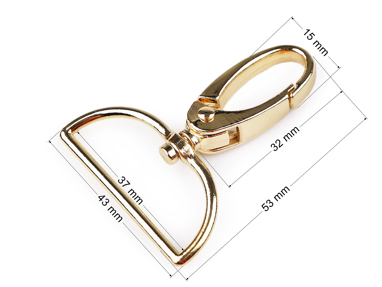 Crabina metalica 37 mm - Alamă antică (10 Bucăți)