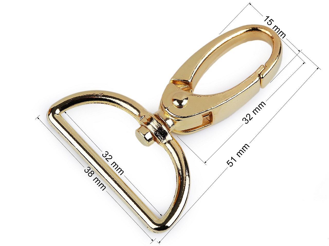 Crabina metalica 32 mm - Auriu (10 Bucăți)